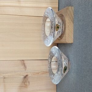 Pair Waterford Crystal  Snowman Votive Candle Holders